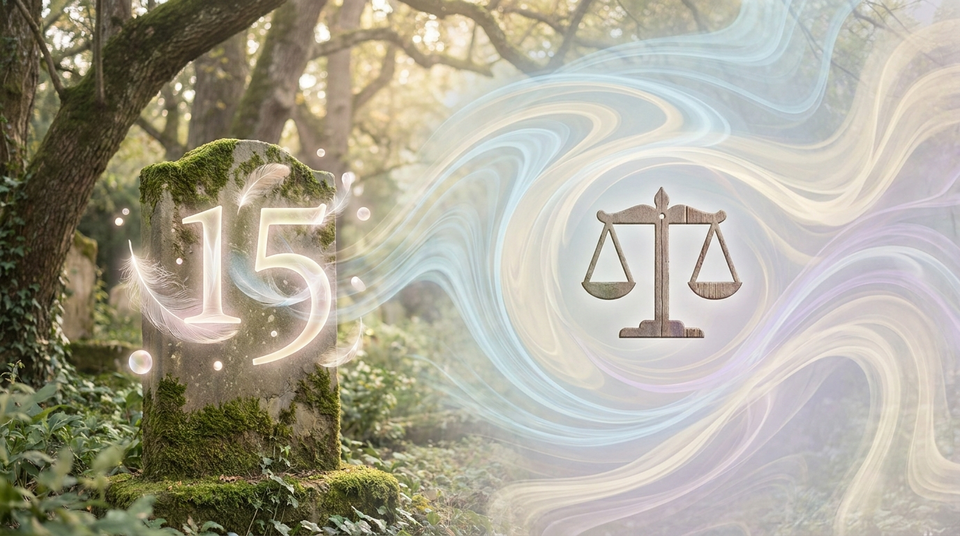 Illustration of the number 1515 with symbolic numerology elements representing spiritual balance and harmony